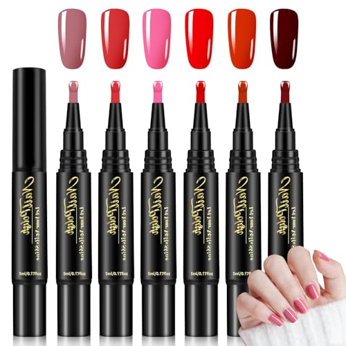 BUTBU Stylo Vernis à Ongles 6 Couleurs, Stylo Nail Art Ongle, Coffret De ÀOngles Longue Tenue Et Séchage Rapide, Stylos Vernis À Ongles Pour, Femmes,...