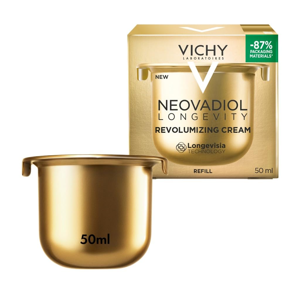 Vichy Neovadiol Crema Pro-Volumen Longevidad, crema antiedad redensificante, cuidado facial regenerador, hidratante y reafirmante, para pieles maduras, envase de recarga, 50 ml. | Redensificante, Regenerador, Hidratante y Reafirmante, Para Pieles Maduras,