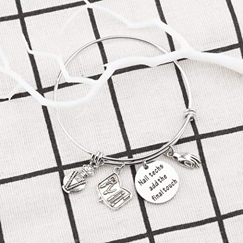 Image of BAUNA Manicurist Bangle Bracelet Nail Technician Jewelry Nail Techs Add The Final Touch Nail Graduation Gift for Nail Artist Beautician