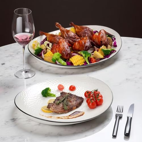 Roeveca 15" Large Serving Platter - Oval Large Serving Tray, Ceramic Serving Dish, White Platters for Serving Food, Appetizers, Entertaining, Party, Set of 2 — view 3