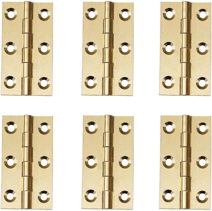 6Pcs Door Hinges,Brass Folding Hinges,Heavy Duty Hinges for Gate,Window,Drawer 2inch Antique Brass