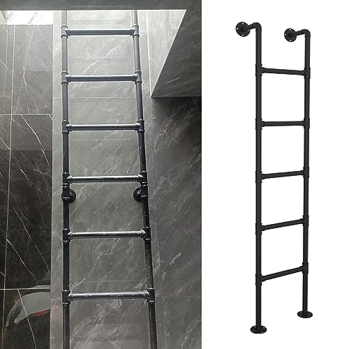 Scala industriale in metallo per attico, seminterrato, terrazza esterna e accesso alla piscina, resistente alla ruggine, sicura e sicura per soluzioni di arrampicata facili