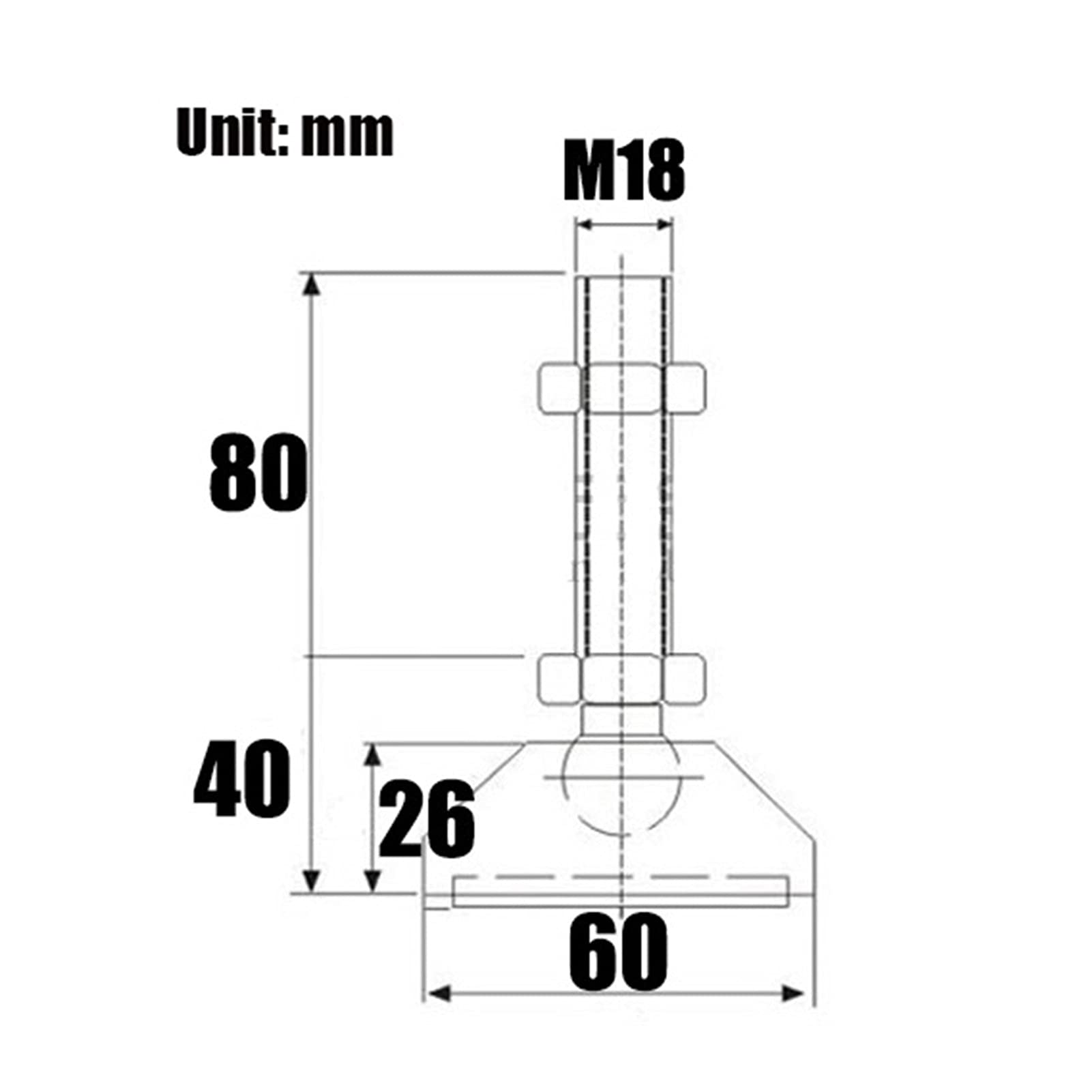 Pies niveladores, nivelador de muebles roscados de 6 piezas, base de 2,4 pulgadas de diámetro, pie nivelador deslizante ajustable, utilizado para banco de trabajo, máquina, pie de soporte para máqui