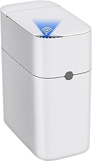 CTIME Touchless Automatic Bathroom Trash Can with Lid - 3 Gallon Slim Motion Sensor Garbage Can for Bedroom, Kitchen, Office - White (6