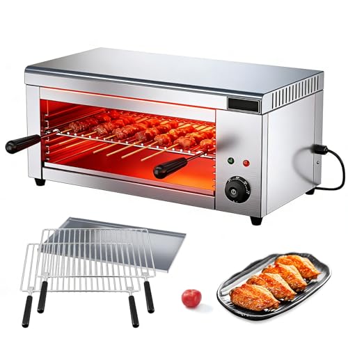Gril Salamandre Professionnel, Barbecue avec 2 Grilles Amovibles, Four électrique 2000W pour Faire Fondre Le Fromage, Griller des Sandwichs et Griller des...