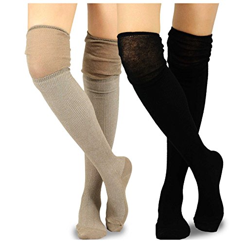 Image of Fashionable Cotton Slouchy Boot Socks for Women and Girls: Long Thigh Highs, Over-the-Knee Highs, and Knee Highs