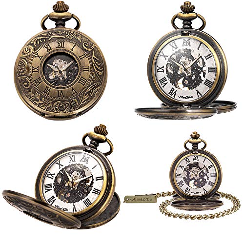 ManChDa Mechanical Pocket Watch for Men Women Vintage Pocket Watch with Chain