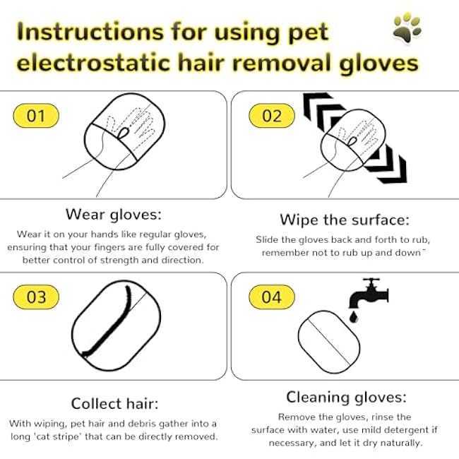 Pet Hair Removal Glove for Cats & Dogs, 2PCS Electrostatic Gloves Pet Hair Removal, Pet Hair Remover Brushing Glovesfor HairRemoval, for Couch, Furniture, Carpet, Curtain-GlMY3UY9