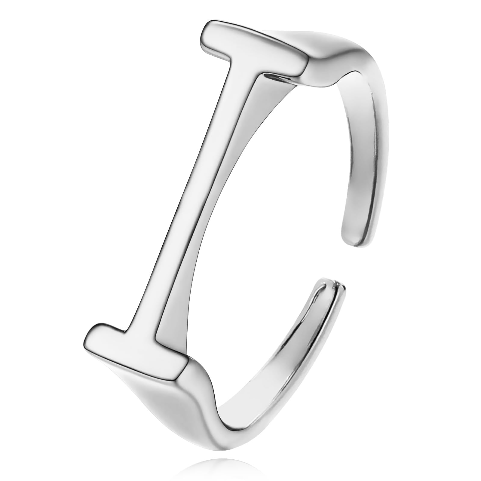 REELMARGold Bold Adjustable Initial Ring for Women Chunky Name Letter Open Ring Alphabet Signet Stacking Rings Statement Jewelry Gifts for Her