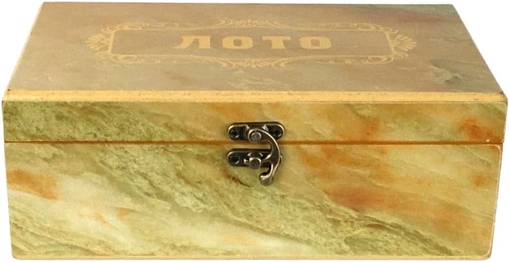 GMMH Lotto in High Gloss Wooden Box Bingo Loto Russian Game (Gold)