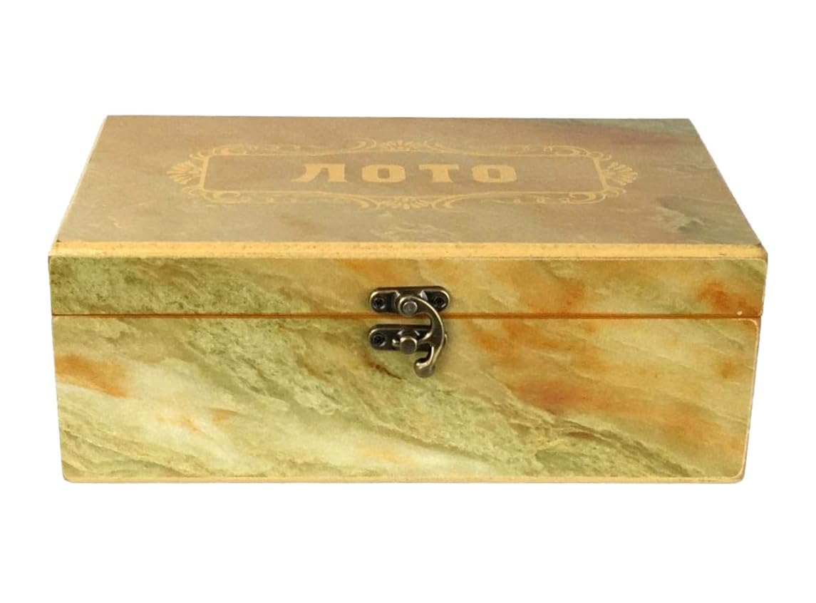 Lotto in High Gloss Wooden Box Bingo Loto Russian Game (Gold)