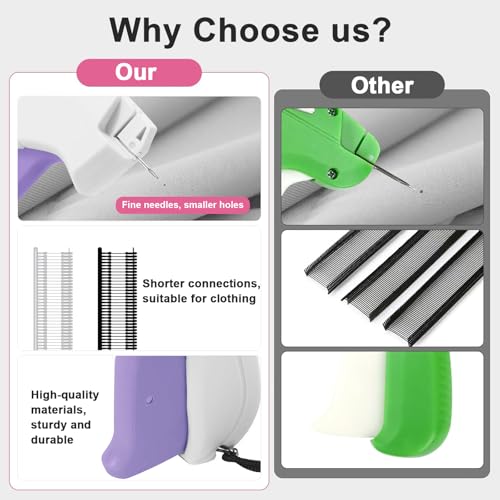 Aurivee Pistola Per Cucire Bianca Con 5 Aghi, Riparazione Rapida Abbigliamento, Senza Cucito Per Orli & Riparazioni, Include 500 Fermagli Neri E 500 Bianchi - 4