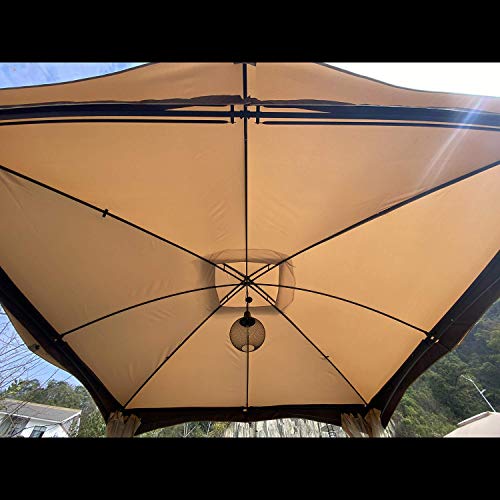 Aoodor Patio Gazebo 10\' x 12\' Metal Frame with Mesh Netting Canopy Top - Khaki Color