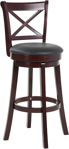 Taburetes de bar, taburetes de altura de barra con respaldo en X, taburetes de bar de madera con respaldo bajo con giro de 360 grados, taburetes de