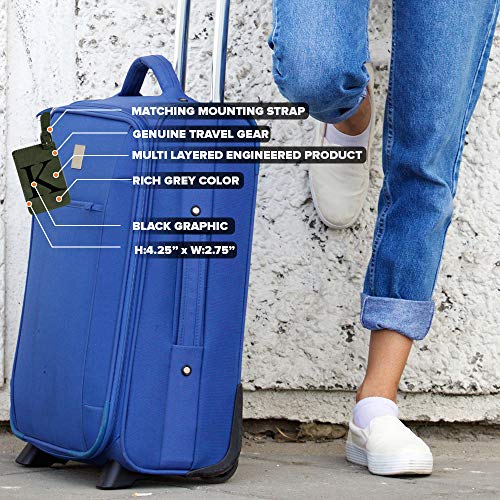 Luggage Tag Initial-Grey Engineered Leather With Individual Letters-Personalized Luggage Tags For Travel (W) #TOP2