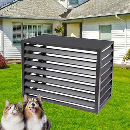 DCYEQRQ GAOBINGB Robuster Sichtschutzzaun für Klimaanlage, Aluminium, Klimaanlage und Wärmepumpe, wetterfeste Abdeckung für Außengeräte und dekorativer Zaun- Blumenständer (Schwarz, 100 x 50
