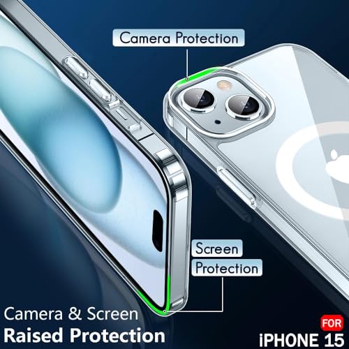 Image of DARKFIT Back Cover Case Compatible with iPhone 15 | Mag-Safe Magnetic Cover TPU + Poly Carbonate Ultra Hybrid Camera Bump Protection | Wireless Charging | Color Clear Transparent | Pack of 1
