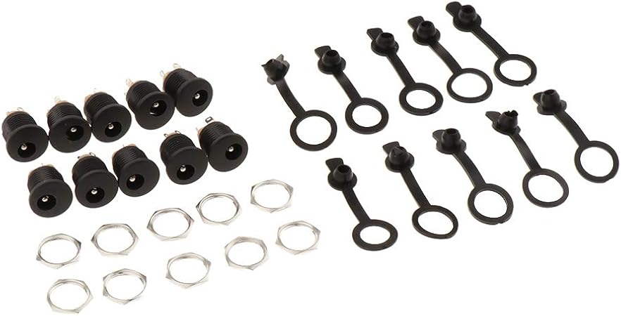 Amazon Co Jp Dc電源ジャックソケット メス 5 5x2 5mm 防塵キャップ ネジ付 コネクタ 交換 10個入 Diy 工具 ガーデン
