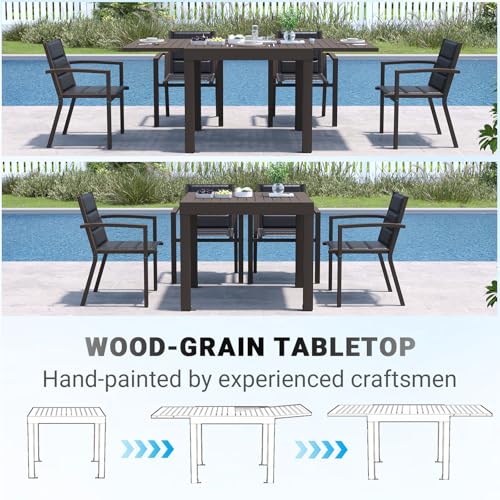 JUMMICO Garten Balkon Möbel Set Aluminium Leichtgewicht Stapelbare Stühle mit Textilpolster Stabil und Einfach Montiert,4 Personen Set