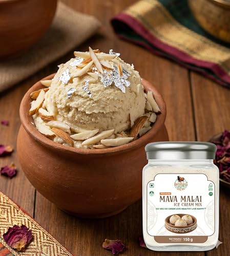 Image of Kamdhenu Gauveda Mava Malai Ice Cream Mix Powder 150g - Instant Homemade Malai Kulfi Premix | No Machine Needed | Eggless & 100% Vegetarian | Makes 500ml+ Malai Ice Cream, Kulfi & Frozen Dessert