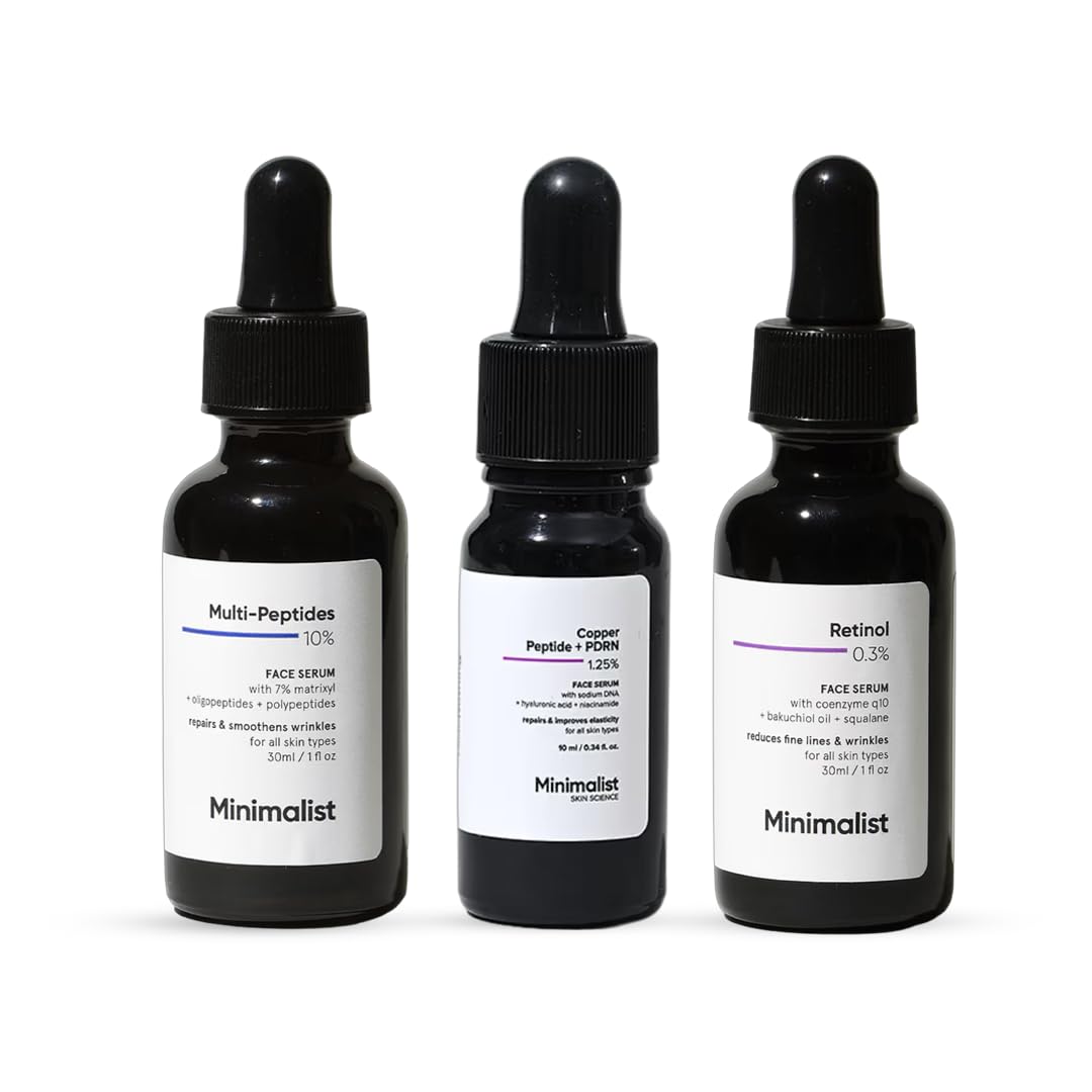 Minimalist Complete Anti Ageing Kit | Retinol Serum + Multi Peptide Serum + Collagen Overnight Cream | Anti Aging Skincare for Wrinkles, Fine Lines, Saggy & Dull Skin-image-46