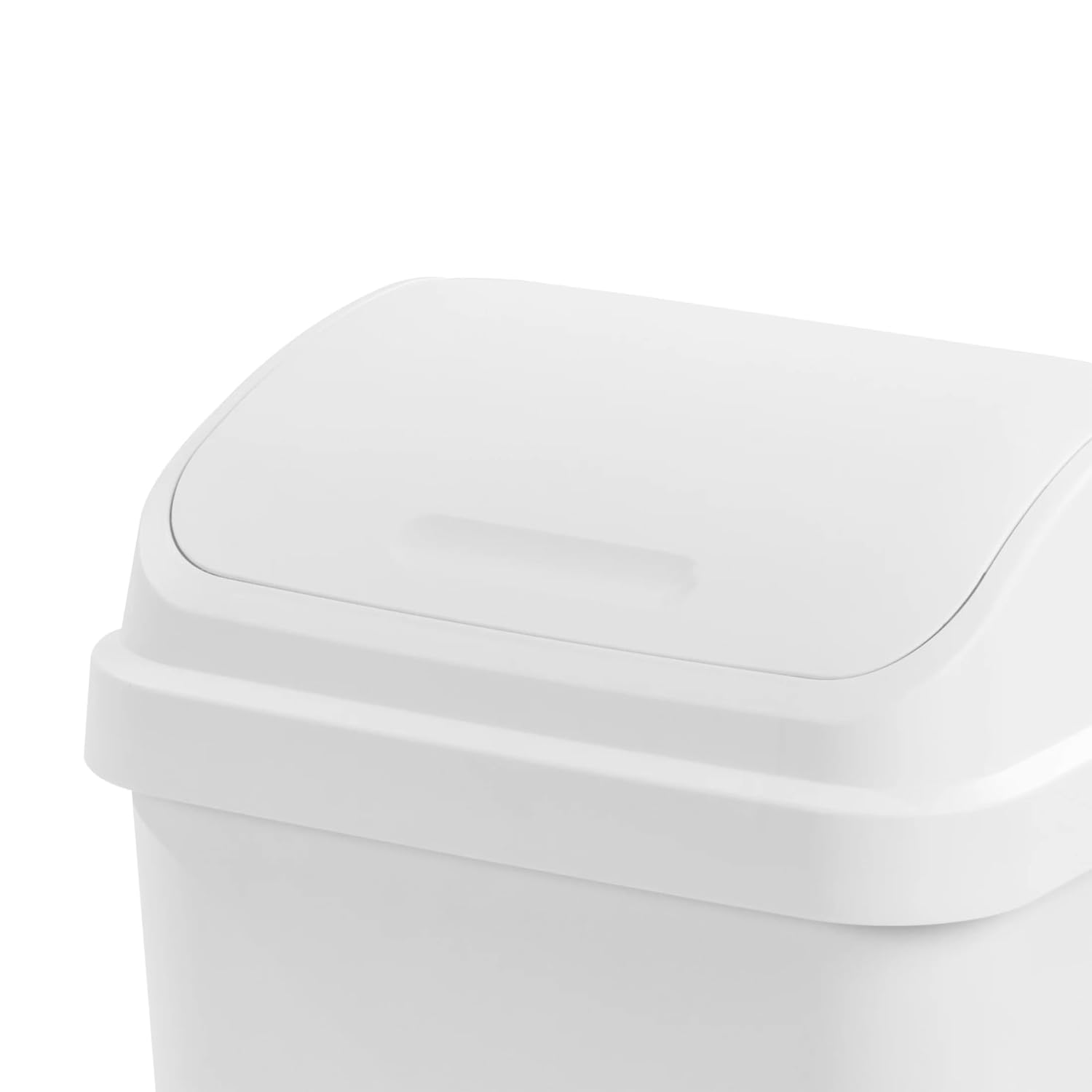 Kitchen Trash Can, 13 Gallon Plastic Garbage Bin with Swing Top Lid, White