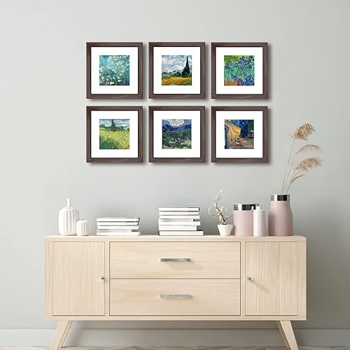 Vista 246 de Juego de 6 portarretratos de 5 x 7 con cristal real para fotos de 4 x 6 con paspartú o 5 x 7 sin paspartú, para pared o mesa, marcos de fotos