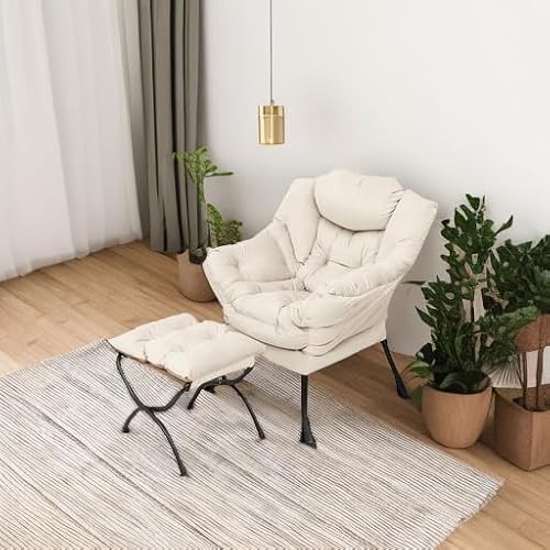image for Welnow Lazy Chair with Ottoman, Modern Lounge Accent Chair with Armres