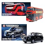 Airfix QUICKBUILD Model Vehicle Kit - New Routemaster Bus & London Taxi Building Kits for Kids 6+, Construction Toys for Boys & Girls, No Glue Model Making - Classic Vehicle Gifts