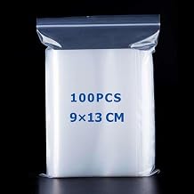9x13cm 100 Resealable Plastic Bags, Strong Grip Seal Bags, Mini Ziplock Bags, Transparent Sealed Bag, Poly Self Seal Bag for Jewelry Storage, Candies, Coins, Medicine