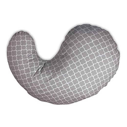 Boppy Pregnancy Support Pillow, Petite Trellis Gray and White, Body Pillow with removable jersey cover