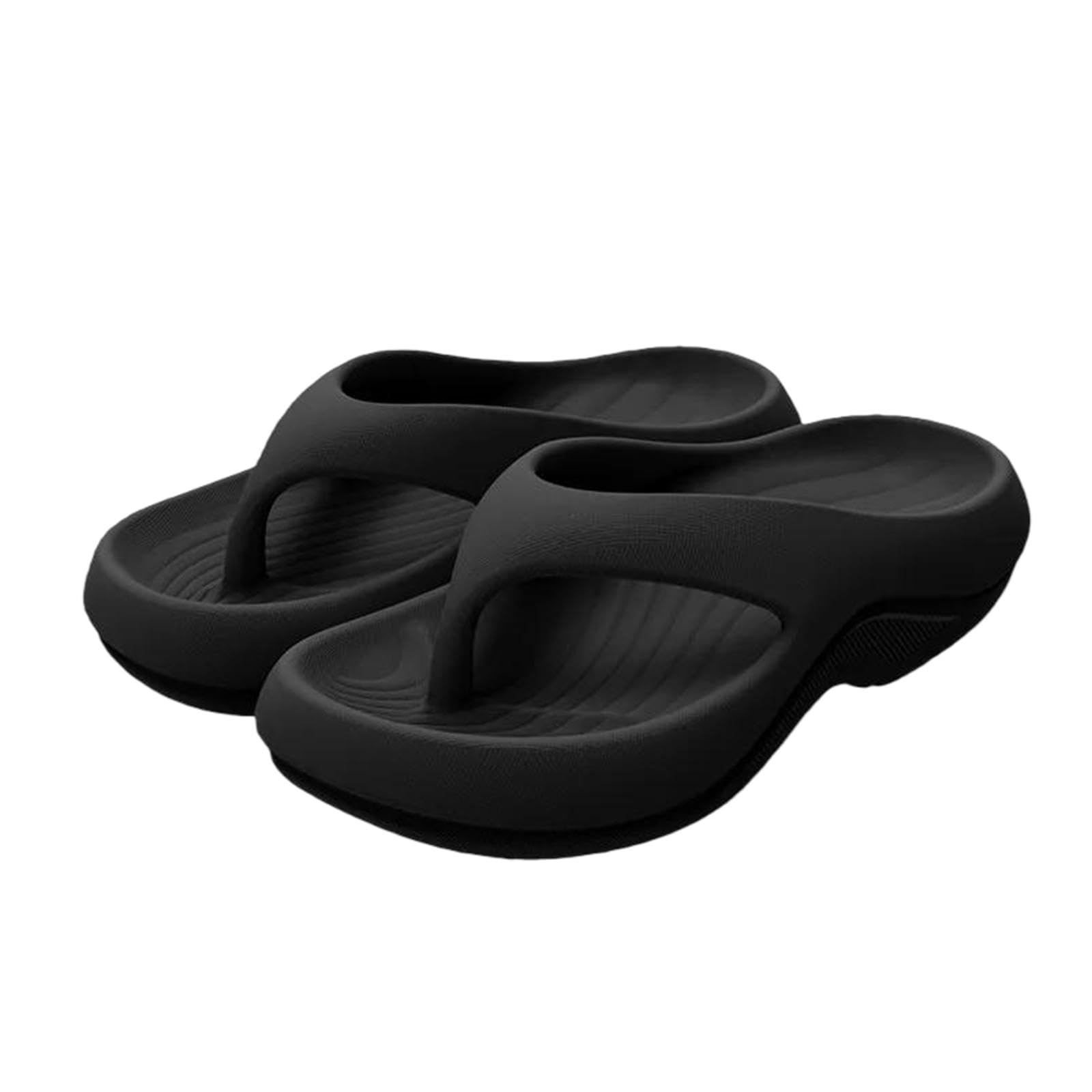 Gyios Flip Flops Men Casual Thick-soled Flip-flops For And Women In Summer Outdoor Wear Pinch Feet Fashionable Beach Cool Slippers-black-44-45