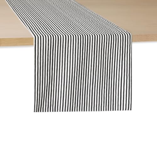 kate-spade-new-york-Hand-Painted-Shirting-Stripe-Reversible-Table-Runner-100-Cotton-CreamBlack-15x72 kate spade new york Hand Painted Shirting Stripe Reversible Table Runner 100 Cotton CreamBlack 15×72
