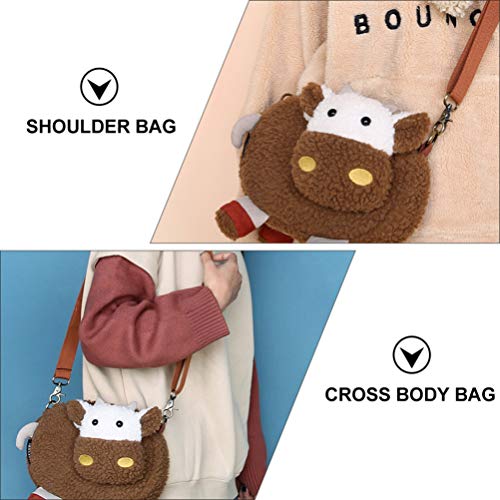 KESYOO Bolsas Crossbody Bolsa de Lona de PelÃºcia Em Forma de Vaca Bolsa de Ombro Casual Bolsas Hobo