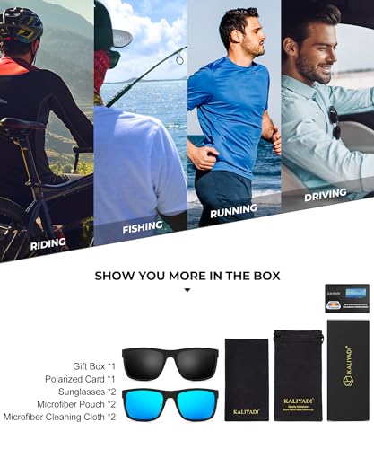 Image of KALIYADI Mens-Sunglasses Polarized-Sunglasses-Men: Polarized Sun Glasses With UV400 Protection for Driving Fishing