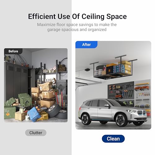 Image of FLEXIMOUNTS 3x6 Overhead Garage Storage Adjustable Ceiling Rack, Black