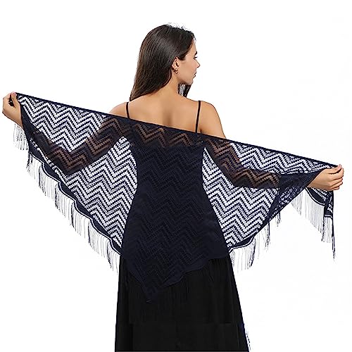 Lace Triangle Shawls and tassels Wraps cover ups for Brides and Women.(DDNPJ7)2