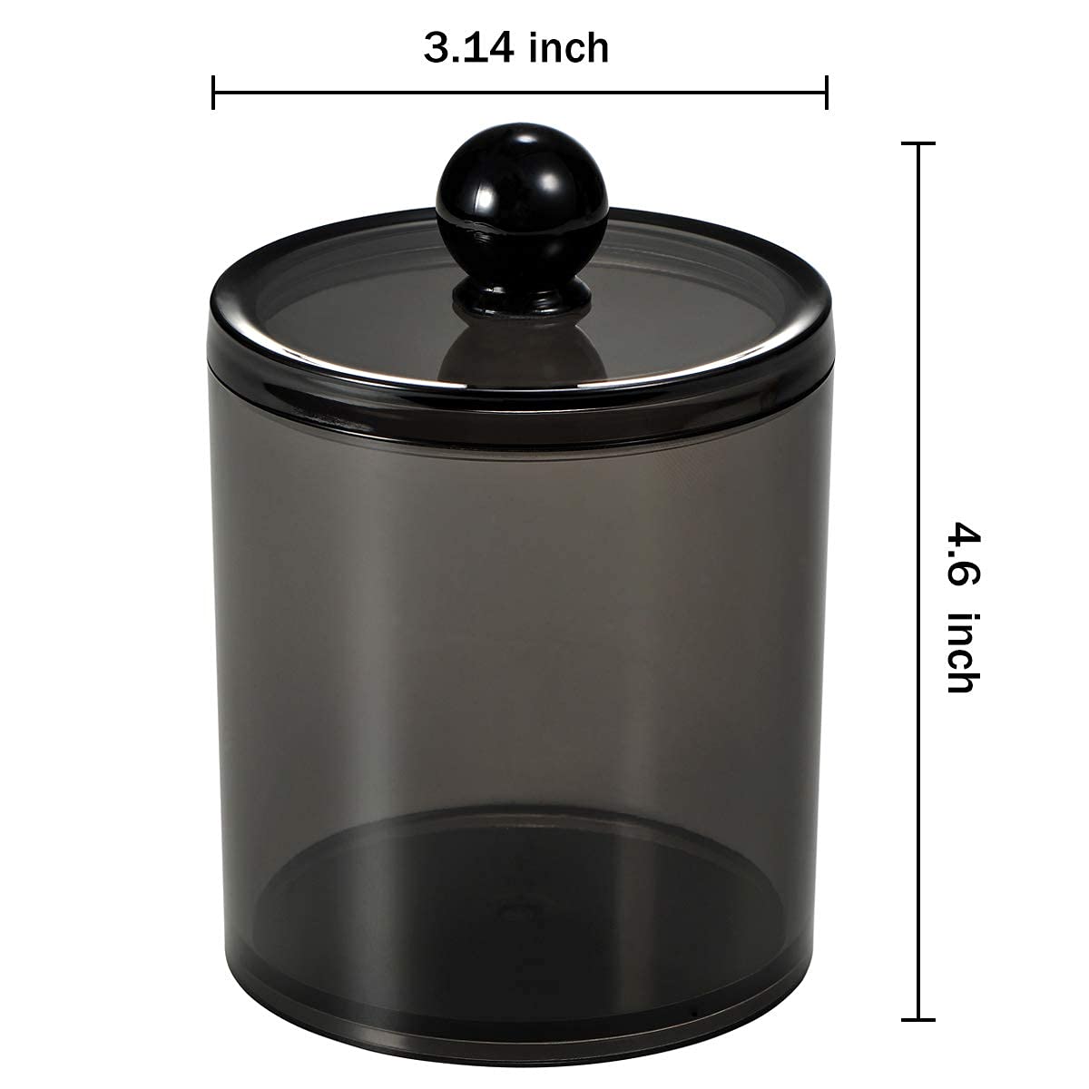 Zeinwap Cottonswab Storage Dispenser Set, Light Black Clear Acrylic Apothecary Jar for Bathroom Vanity Organizer, Home Apartment Modern Bathroom Decor, Cotton Ball Box (Pack of 2) 1