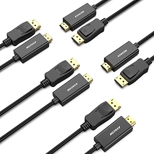 Avacon Displayport To Hdmi 6 Feet Gold-Plated Cable 5 Pack, Display Port To Hdmi Adapter Male To Male Black #TOP7