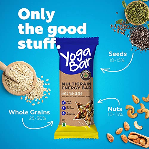 Image of Yogabar Protein Bar Combo, 16 Bars | Multigrain Energy Bar x 10 and Breakfast Protein Bar x 6 | Protein Snack with High Fibre