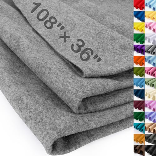 Xseino Gray Large Felt Fabric 108' X 36 '(3 Square Yards), 1.4 Mm Thick Soft Felt Fabric Sheet For Crafts, Gray Series Colors Soft Nonwoven Fabric, Fit For Decoration, Sewing, Diy Crafts