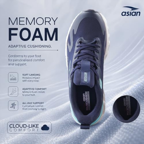 Image of ASIAN Quantum-56 Men's Running Shoes with Stylish Air Coil Sole, Breathable Knit Upper, Lightweight & Memory Foam Cushioning for All-Day Comfort