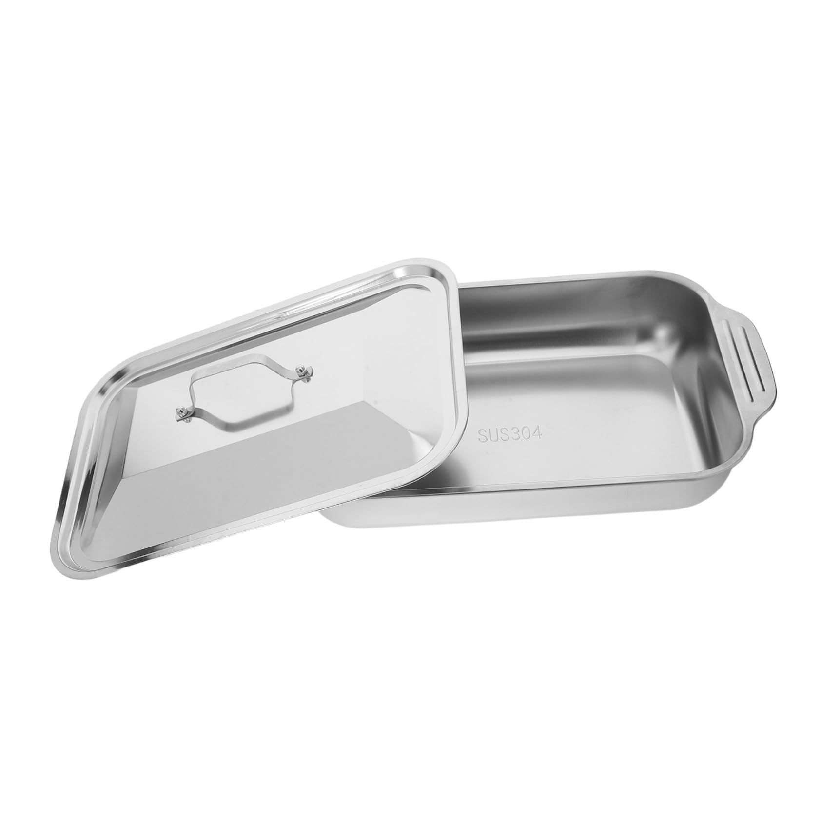 Grill Und Backblech Aus Edelstahl Mit Deckel Rechteckige Tiefe Form Für Fisch Und Fleisch Multifunktionales Bratgeschirr Für Backofen Und Grill 41x22x7,5cm