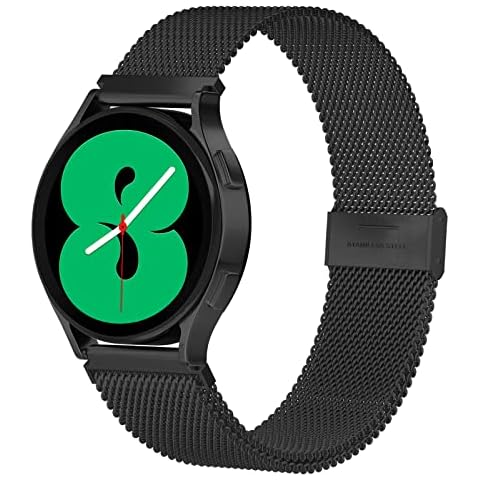 Compatible with Samsung Galaxy Watch 5/Watch 5 Pro/Galaxy Watch 4 (40mm/44mm)/Galaxy Watch Active 2/Watch 3 41mm, 20mm Stainless Steel Mesh Metal Magnet Replacement Straps for women men (Black) Cover