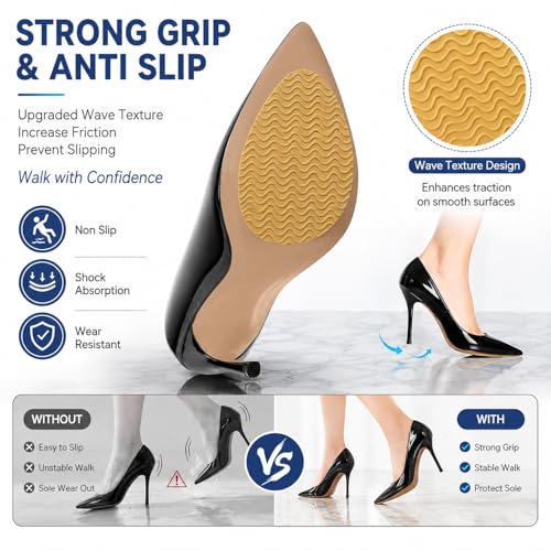 Image of Shoe Sole Bottom Protector, Self-Adhesive Grips, Non-Slip Pads, Sole Guard, Anti-Slip Grips for Bottom of Shoes(3.5'' by 2.5'', Yellow)