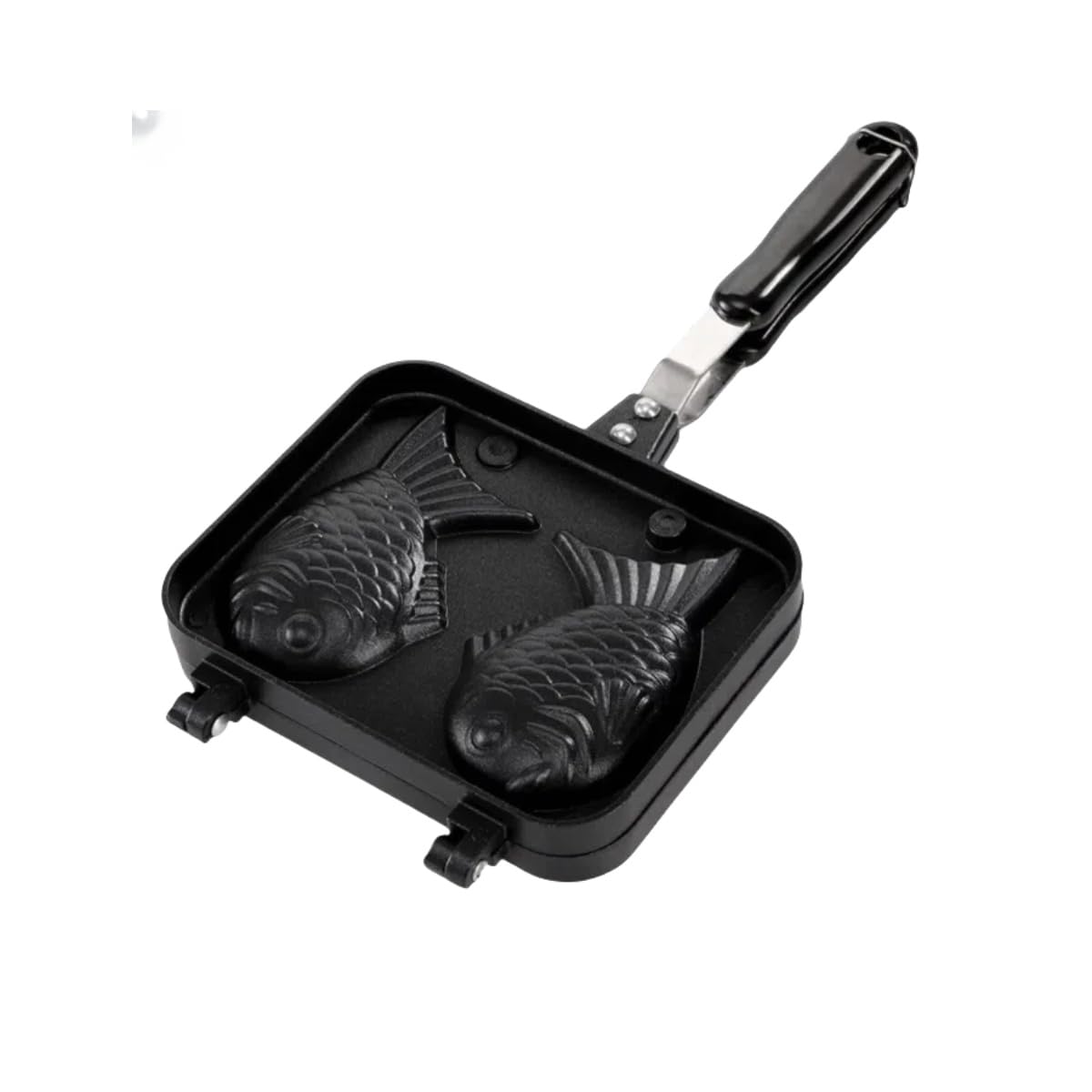 BaliaumY Taiyaki Pan, Direct Fire Type, Hot Sand Maker, Induction Compatible, Non-Stick, Aluminum Alloy Taiyaki, Removable, Lock, Fluorine, Double-Sided Flat, Camping, Outdoors, Non-Stick Cookware for