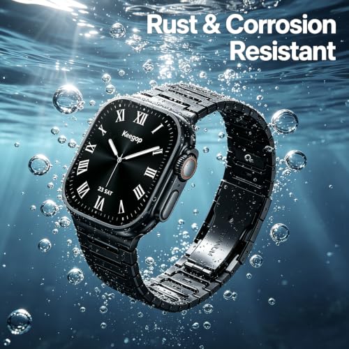 Image of Titanium Apple Watch Band for Men Compatible with Apple Watch Ultra 3 /2 /1 49mm,iWatch Series 11 /10 /9 /8 /7 /6 /5 /4 /SE /3 /2 /1 (46 /45 /44 /42mm),Lightweight Waterproof and Scratch Resistant Metal Strap
