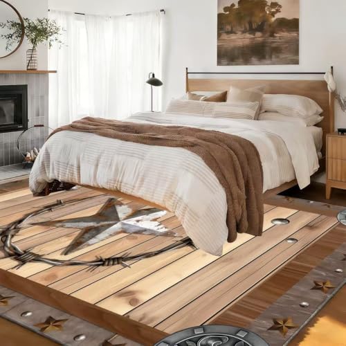 Tapete decorativo Texas Star 4x5ft bajo pelo antideslizante miniatura 2