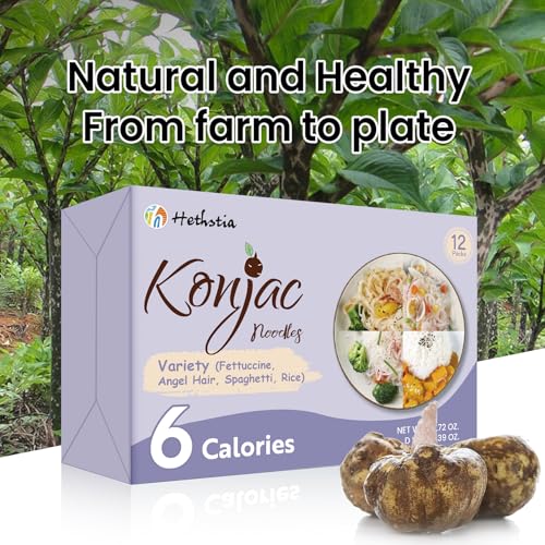 Image of Hethstia Konjac Noodles Variety Pack - 12 Pack Shirataki Noodles Spaghetti, Fettuccine, Angel Hair, and Rice Shapes, Low Calorie, Keto, Vegan, Gluten-Free, Sugar-Free, Low GI, Ready-to-Eat Healthy Food Gifts