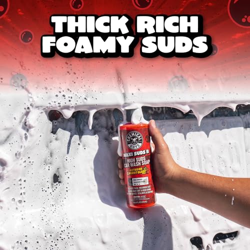 Image of Chemical Guys CWS 101 16 Maxi-Suds II Foaming Car Wash Soap (Works with Foam Cannons, Foam Guns or Bucket Washes) Safe for Cars, Trucks, Motorcycles, RVs & More, 16 fl oz, Cherry Scent